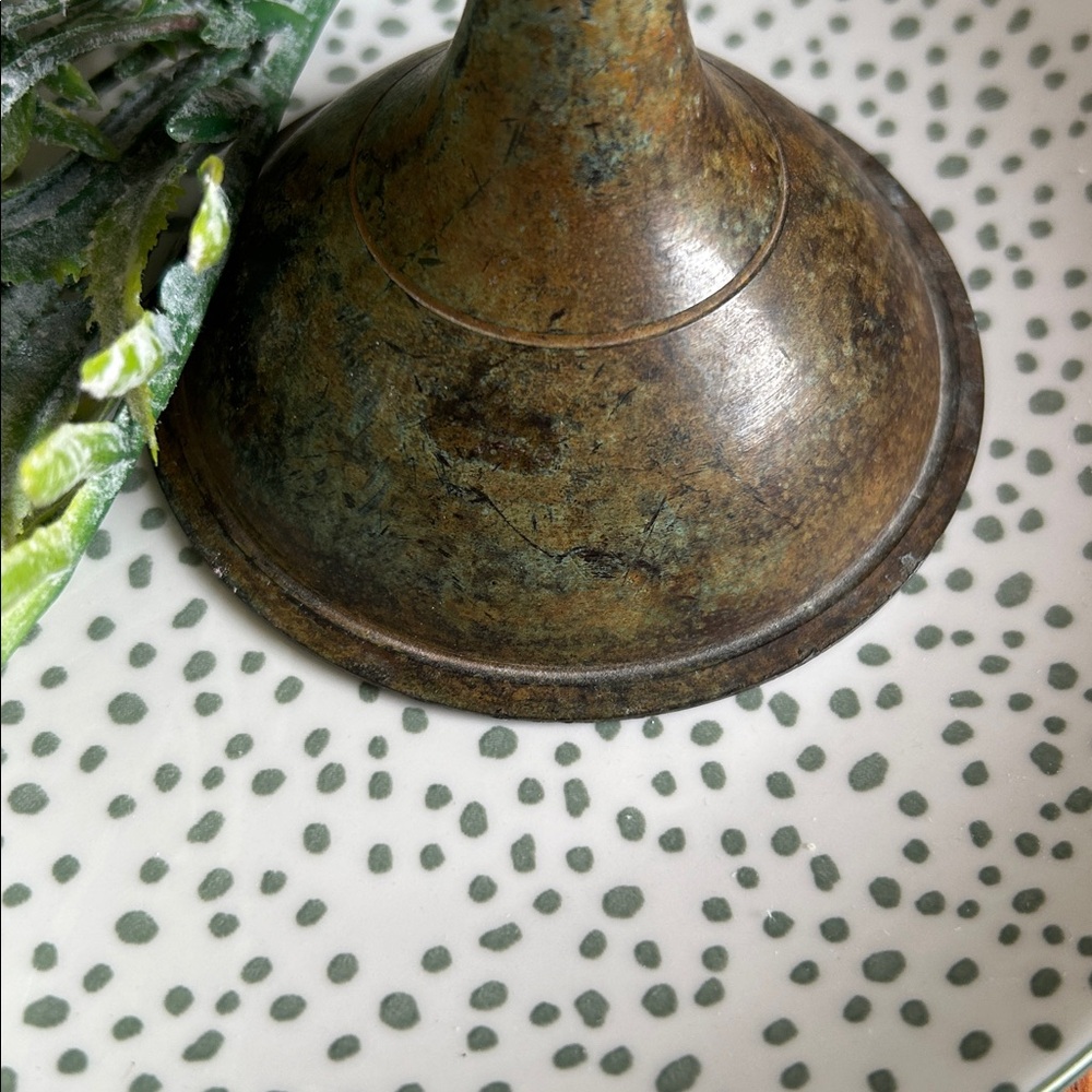 Rustic Candle Holder with Plate and Faux Flowers - Picture 4 of 7